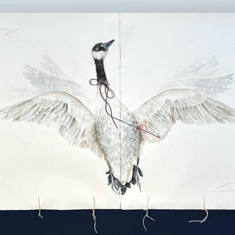 Flipping the Bird, Archival Retro Fitted, Mixed Media - 2025
(38” x 29")