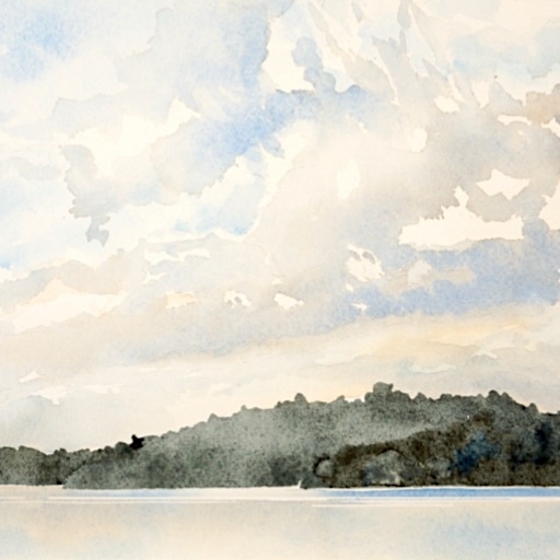 En Plein Air: Distant Shores, Start of Ice Out - Redstone Lake - 2024
Watercolour,
(21” x 9")